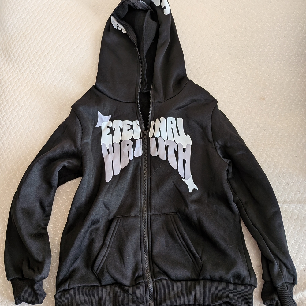 SHEIN Black Graphic Hoodie Jacket for Kids